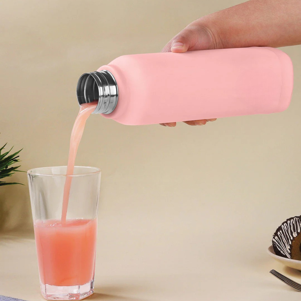 Stainless Steel Splash Matt Finish Insulated Flask Bottle (700ml, Pink)