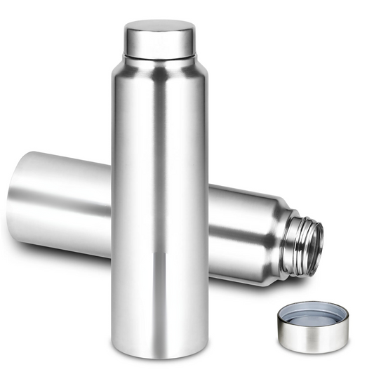 Stainless Steel Spring Hydrate Matt Finish Water Bottle (1000ml, Silver, Pack of 2)