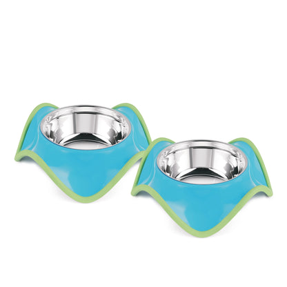 Pet Bowls – Combo Set of 2 | Patented Wave Design | Anti-Skid | Stainless Steel