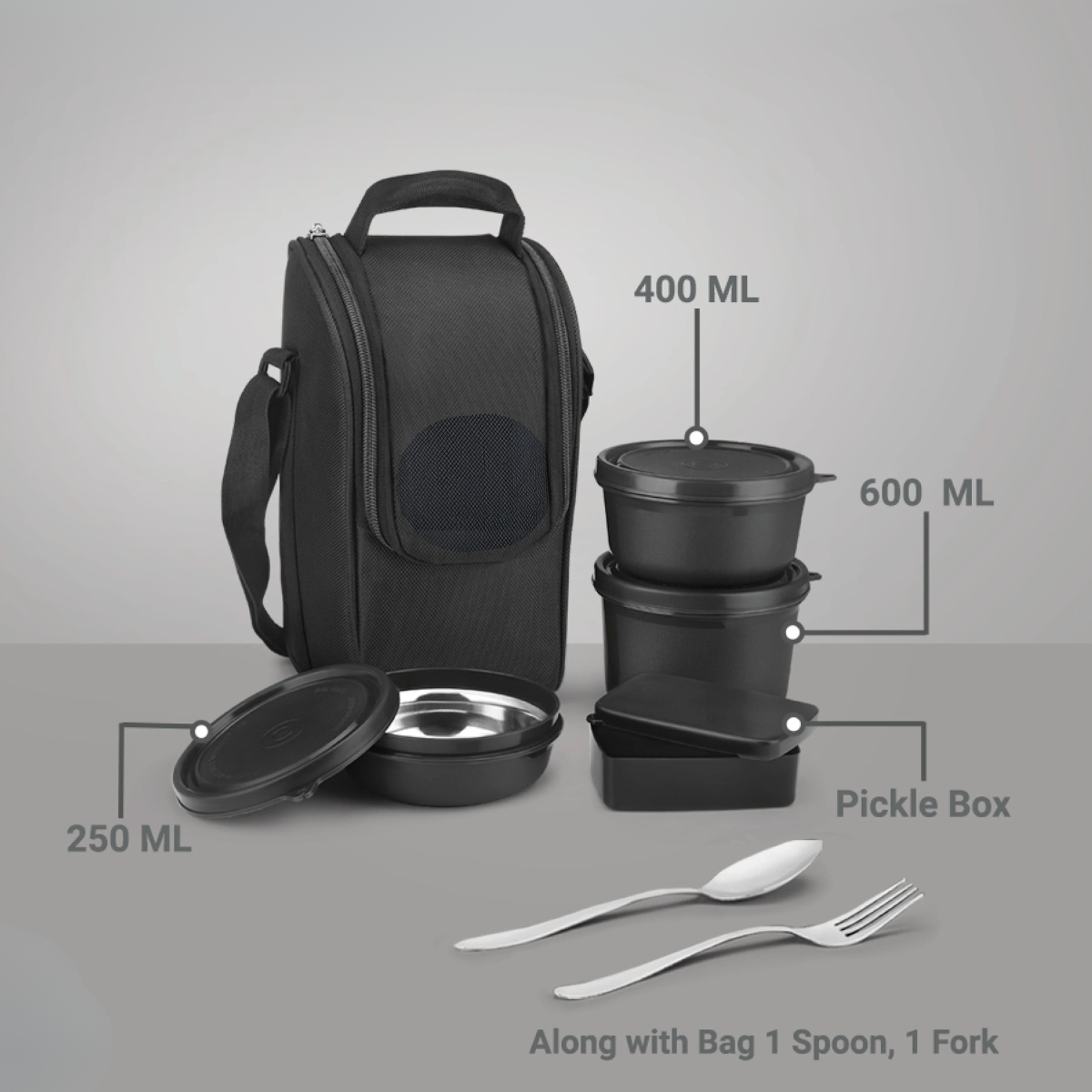 Meal Master Stainless Steel Lunch Box (Microwave Safe) – Black