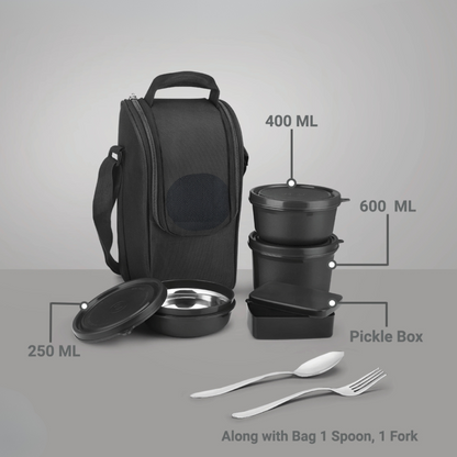 Meal Master Stainless Steel Lunch Box (Microwave Safe) – Black