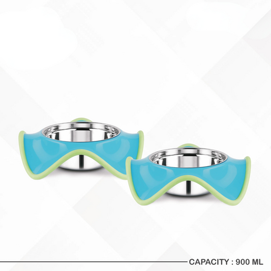 Pet Bowls – Combo Set of 2 | Patented Wave Design | Anti-Skid | Stainless Steel