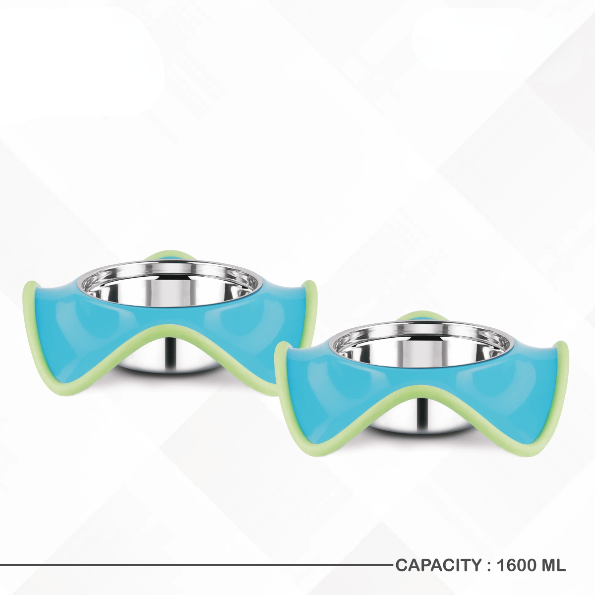 Pet Bowls – Combo Set of 2 | Patented Wave Design | Anti-Skid | Stainless Steel