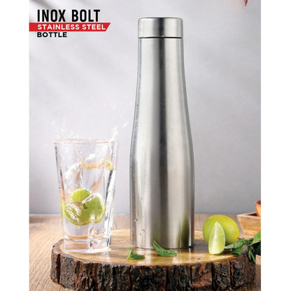 Stainless Steel Inox Carbo | Bolt Matt Finish Water Bottle (1000ml, Silver)