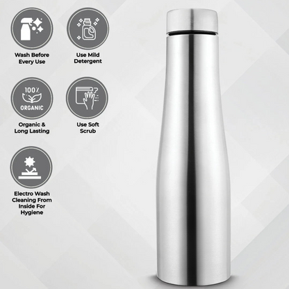 Stainless Steel Inox Carbo | Bolt Matt Finish Water Bottle (1000ml, Silver)
